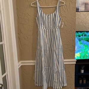 Fit & Flare Sleeveless Linen-Blend Midi Dress.  NWT.  XS